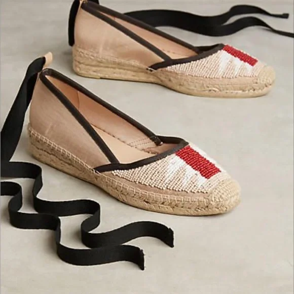 Bibi Lou Beaded Ankle Wrap Espadrilles